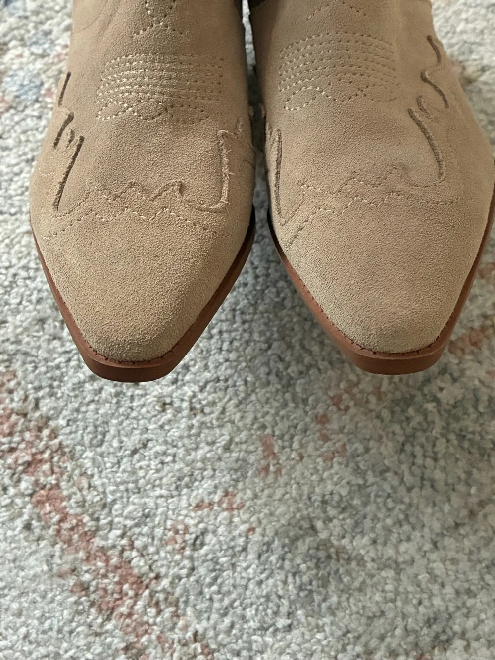 NWT-Zara Beige Suede Western Ankle Booties-Size 6.5 - Picture 9 of 10